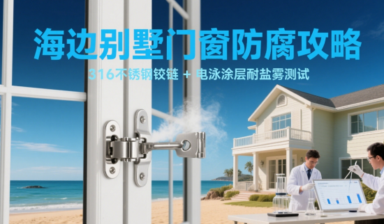海邊別墅中國品牌門窗防腐攻略：316不銹鋼鉸鏈+電泳涂層耐鹽霧測試
