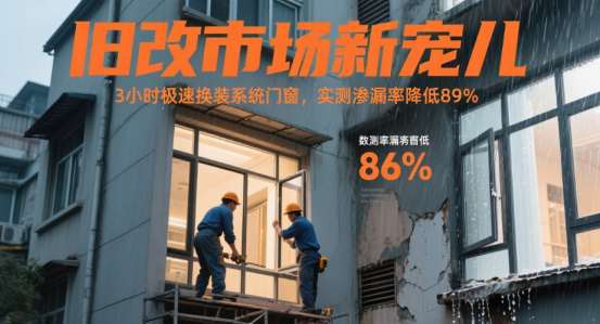 舊改市場新寵兒：3小時極速換裝系統門窗，實測滲漏率降低89%